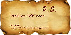 Pfeffer Sándor névjegykártya